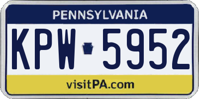 PA license plate KPW5952