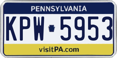 PA license plate KPW5953