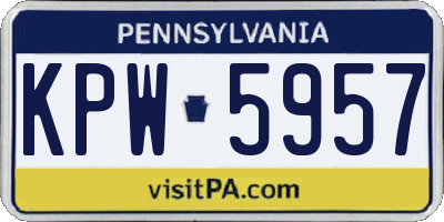 PA license plate KPW5957