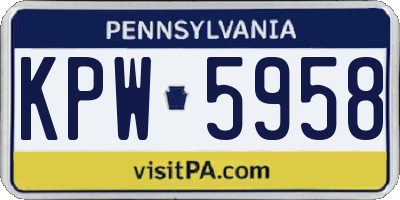 PA license plate KPW5958