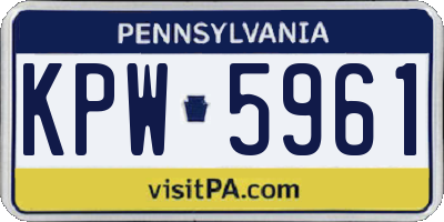 PA license plate KPW5961