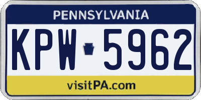 PA license plate KPW5962