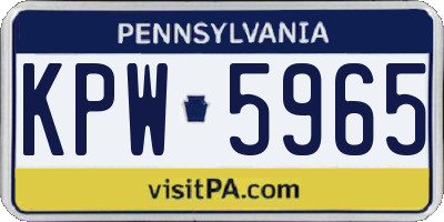 PA license plate KPW5965