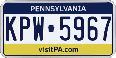 PA license plate KPW5967