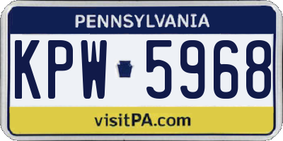 PA license plate KPW5968