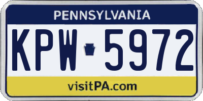 PA license plate KPW5972