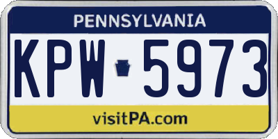 PA license plate KPW5973