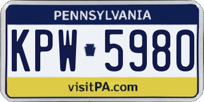 PA license plate KPW5980