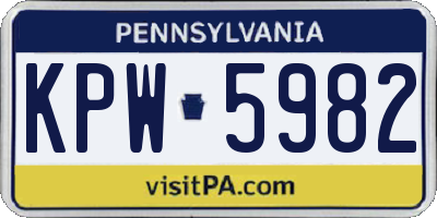 PA license plate KPW5982