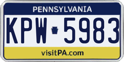 PA license plate KPW5983
