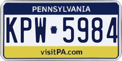 PA license plate KPW5984