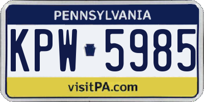 PA license plate KPW5985