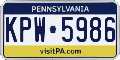 PA license plate KPW5986