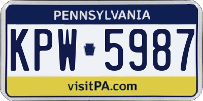 PA license plate KPW5987