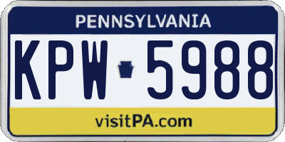 PA license plate KPW5988
