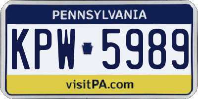 PA license plate KPW5989