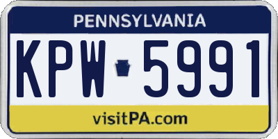 PA license plate KPW5991