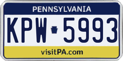 PA license plate KPW5993