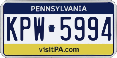PA license plate KPW5994