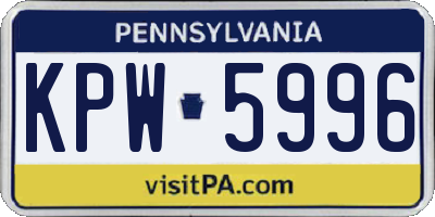 PA license plate KPW5996