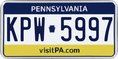 PA license plate KPW5997