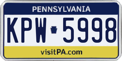 PA license plate KPW5998