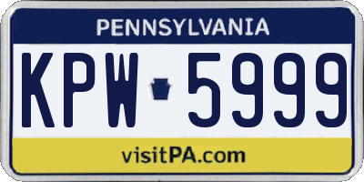 PA license plate KPW5999