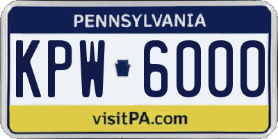 PA license plate KPW6000