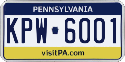 PA license plate KPW6001