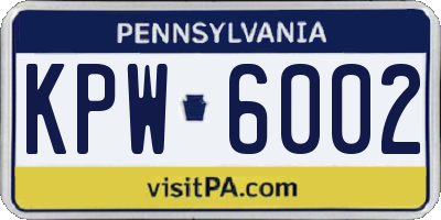 PA license plate KPW6002
