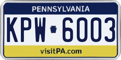 PA license plate KPW6003