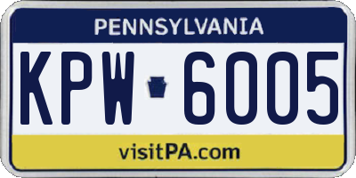 PA license plate KPW6005