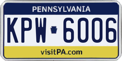 PA license plate KPW6006