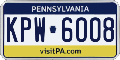 PA license plate KPW6008