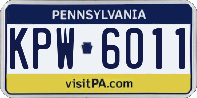 PA license plate KPW6011