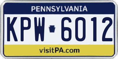 PA license plate KPW6012