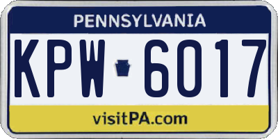 PA license plate KPW6017