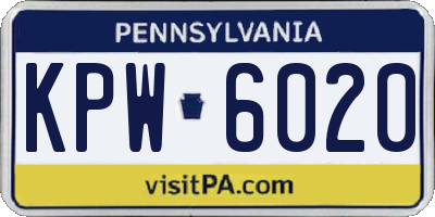 PA license plate KPW6020