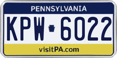 PA license plate KPW6022