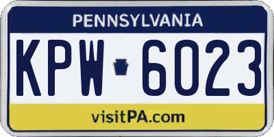 PA license plate KPW6023