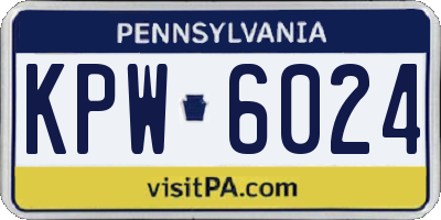 PA license plate KPW6024