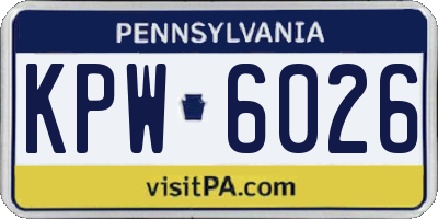 PA license plate KPW6026