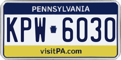 PA license plate KPW6030