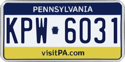 PA license plate KPW6031