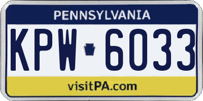 PA license plate KPW6033