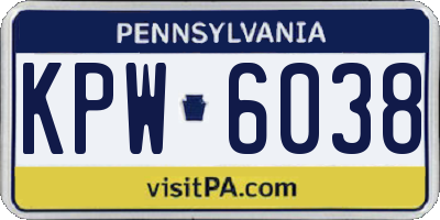 PA license plate KPW6038
