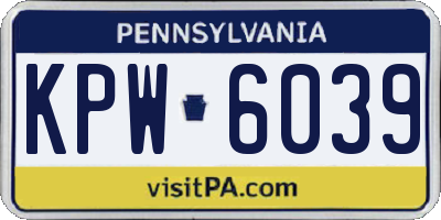 PA license plate KPW6039
