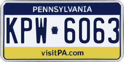 PA license plate KPW6063