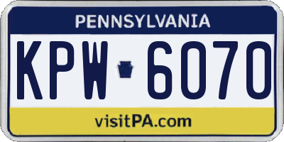 PA license plate KPW6070