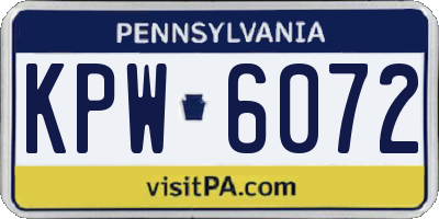 PA license plate KPW6072